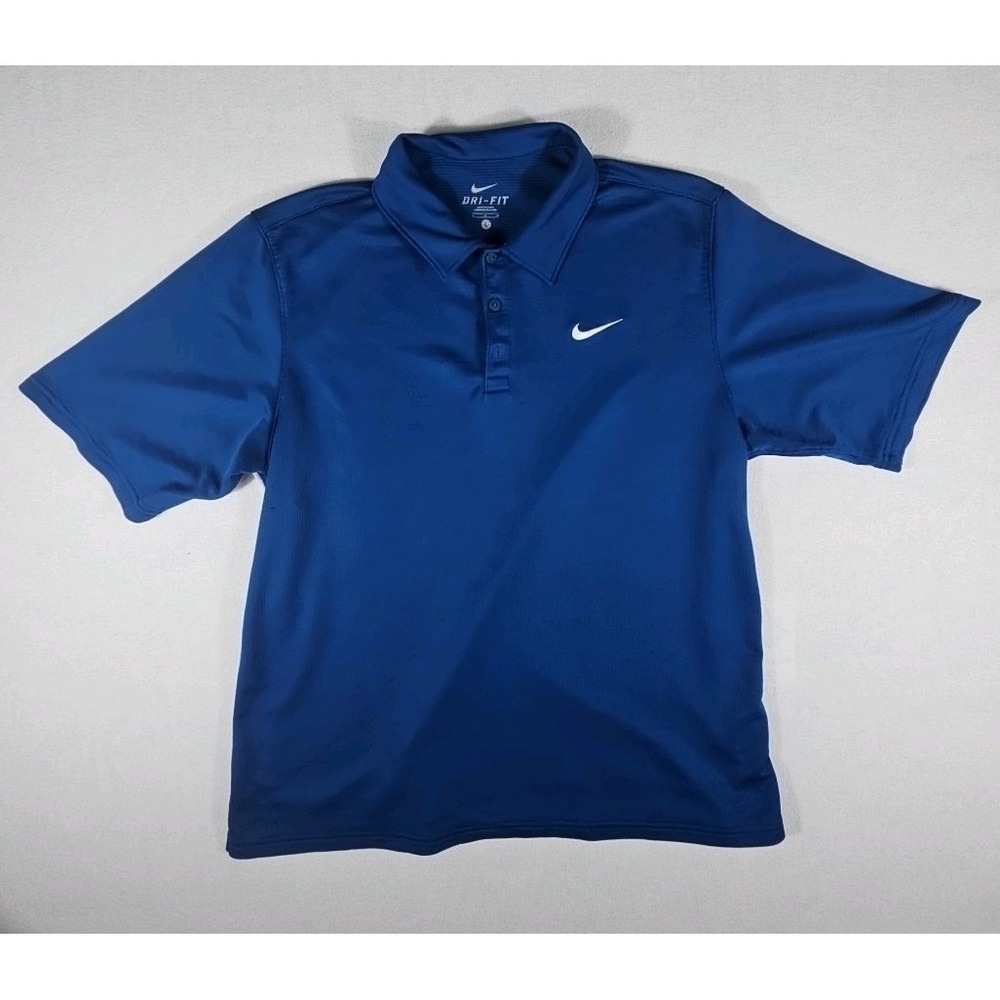 Y2K Nike Dri Fit Golf Polo Shirt Waffle Knit Blue/White Mens Large